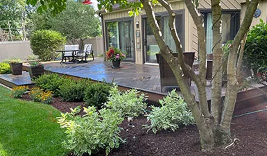 Backyard deck and landscape installation
