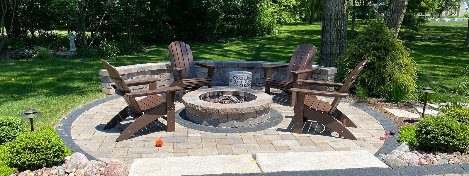 Custom paver patio fire pit