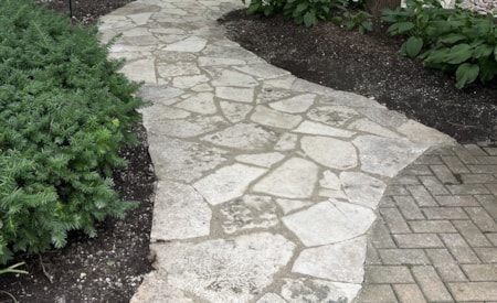 Flagstone pathway installation