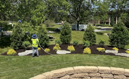 Retaining wall and mulch beds