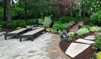 Natural stone patio landscape design