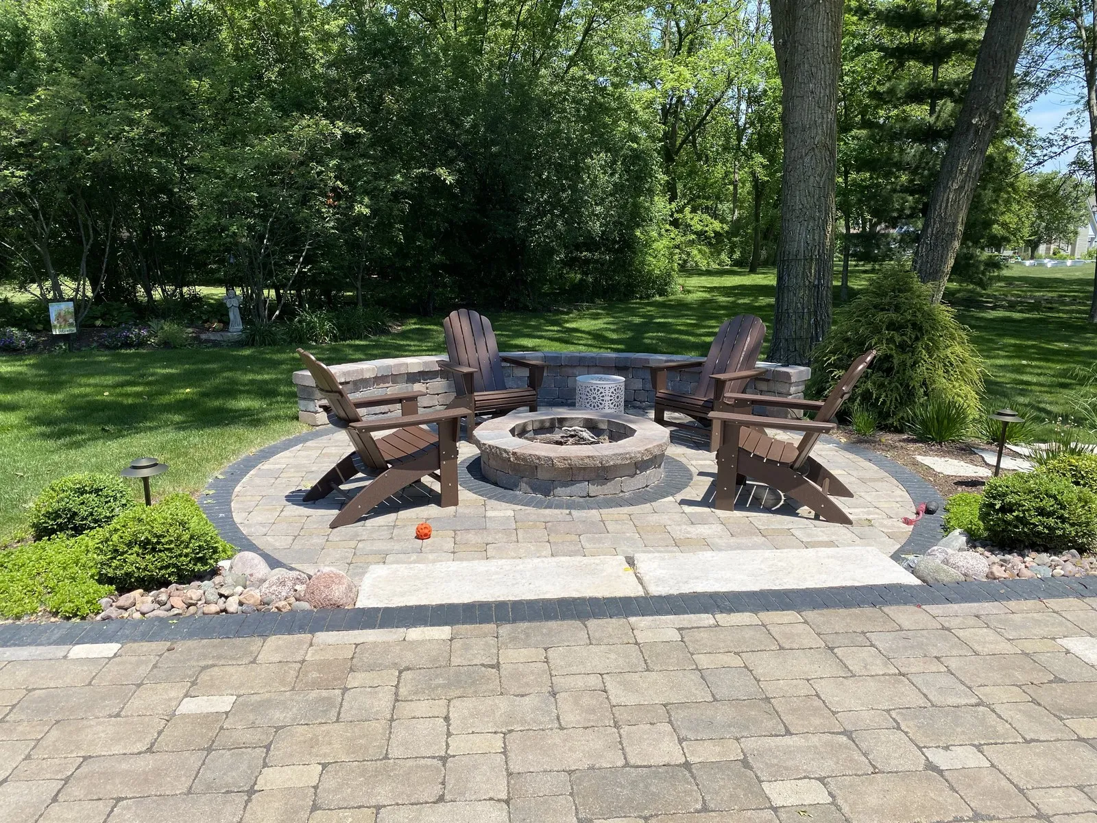 Custom fire feature and fire pit installation in Westmont, IL