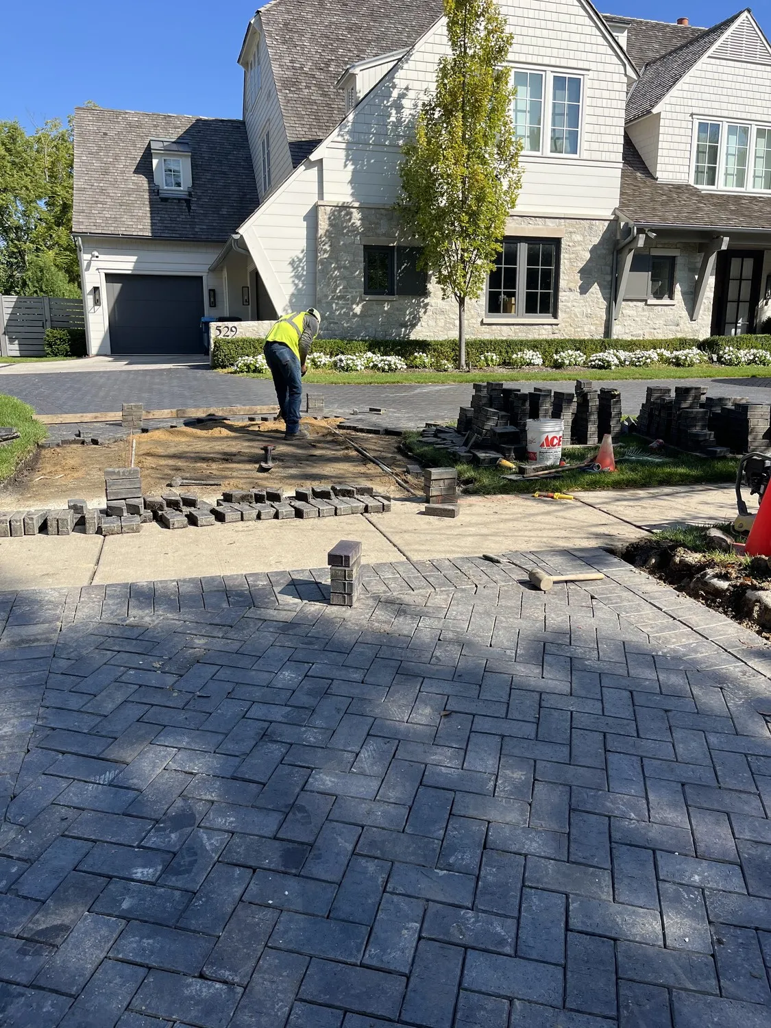 Custom paver driveway installation in Westmont, IL